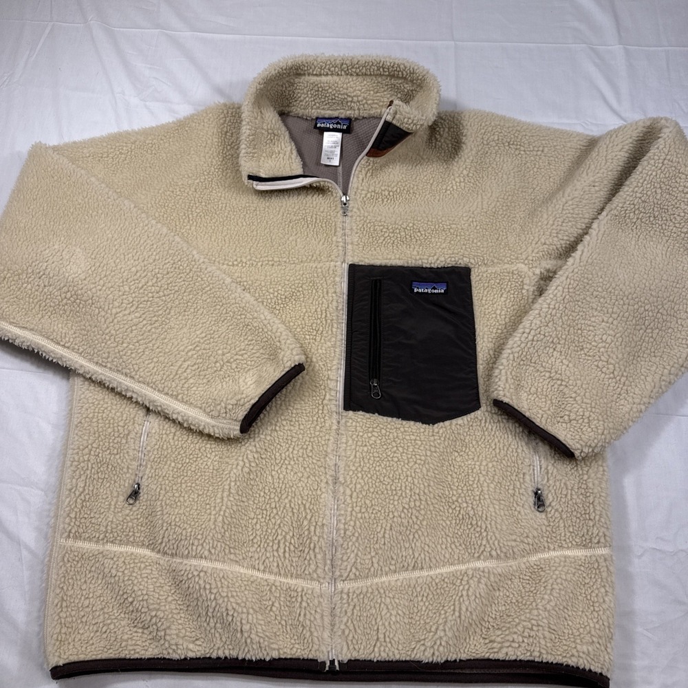 JACKET Vintage Patagonia MENS LARGE Classic Retro X Deep Pile Oatmeal Fleece